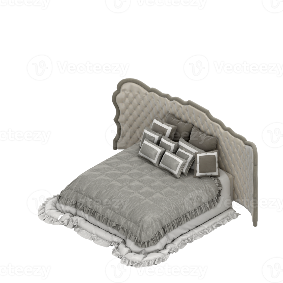 Isometric Bedroom 3D render png