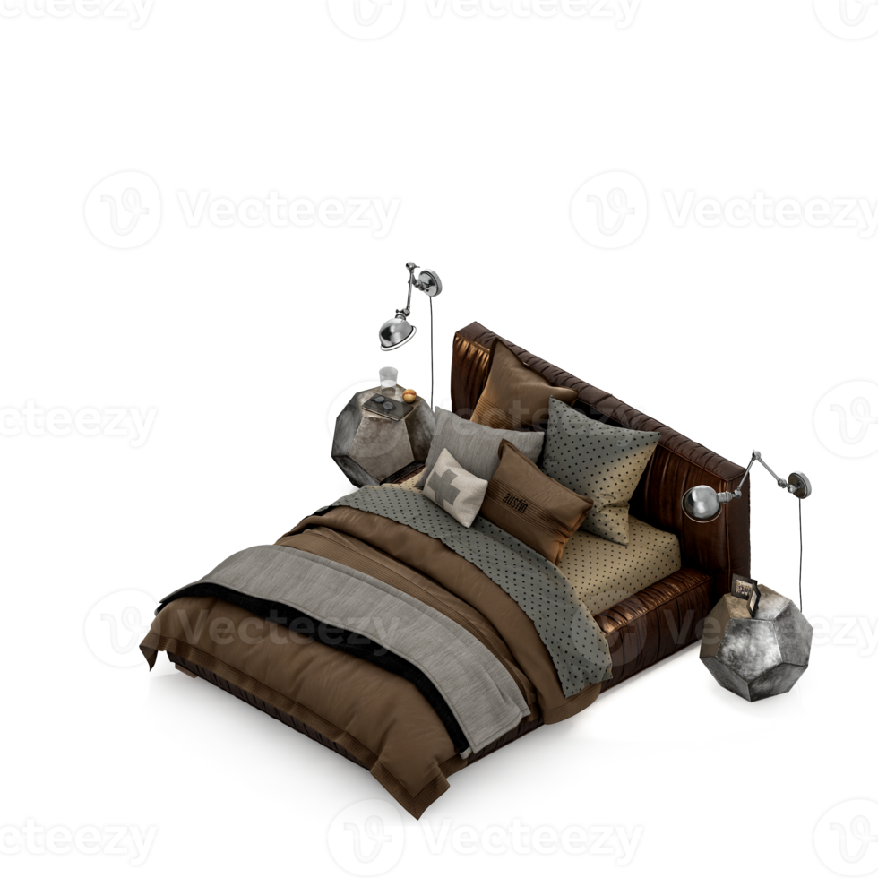 isometrisches schlafzimmer 3d rendern png