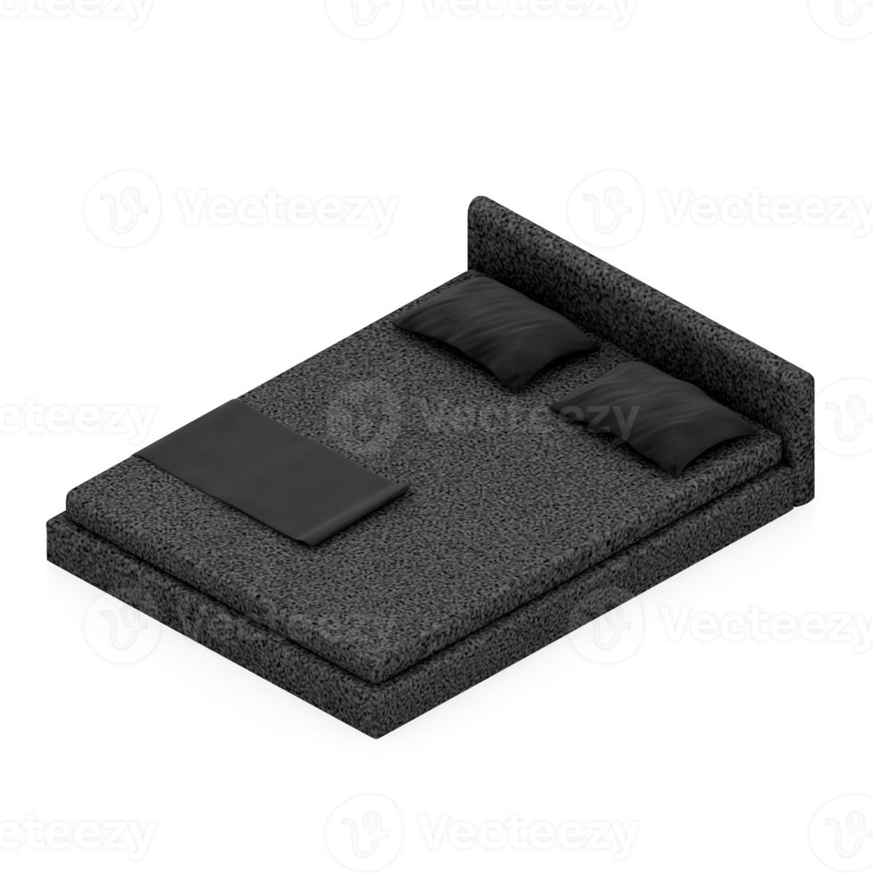 Isometric Bedroom 3D render png