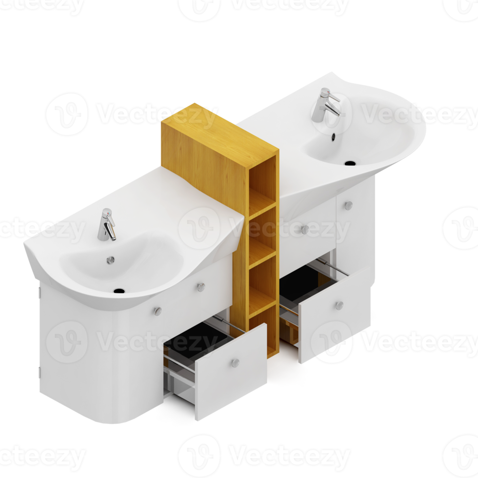 Isometric bathroom items 3D isolated render png