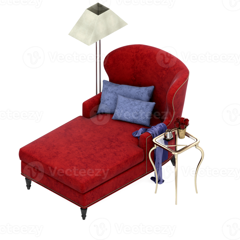 Isometric Armchair Isolated 3D render png