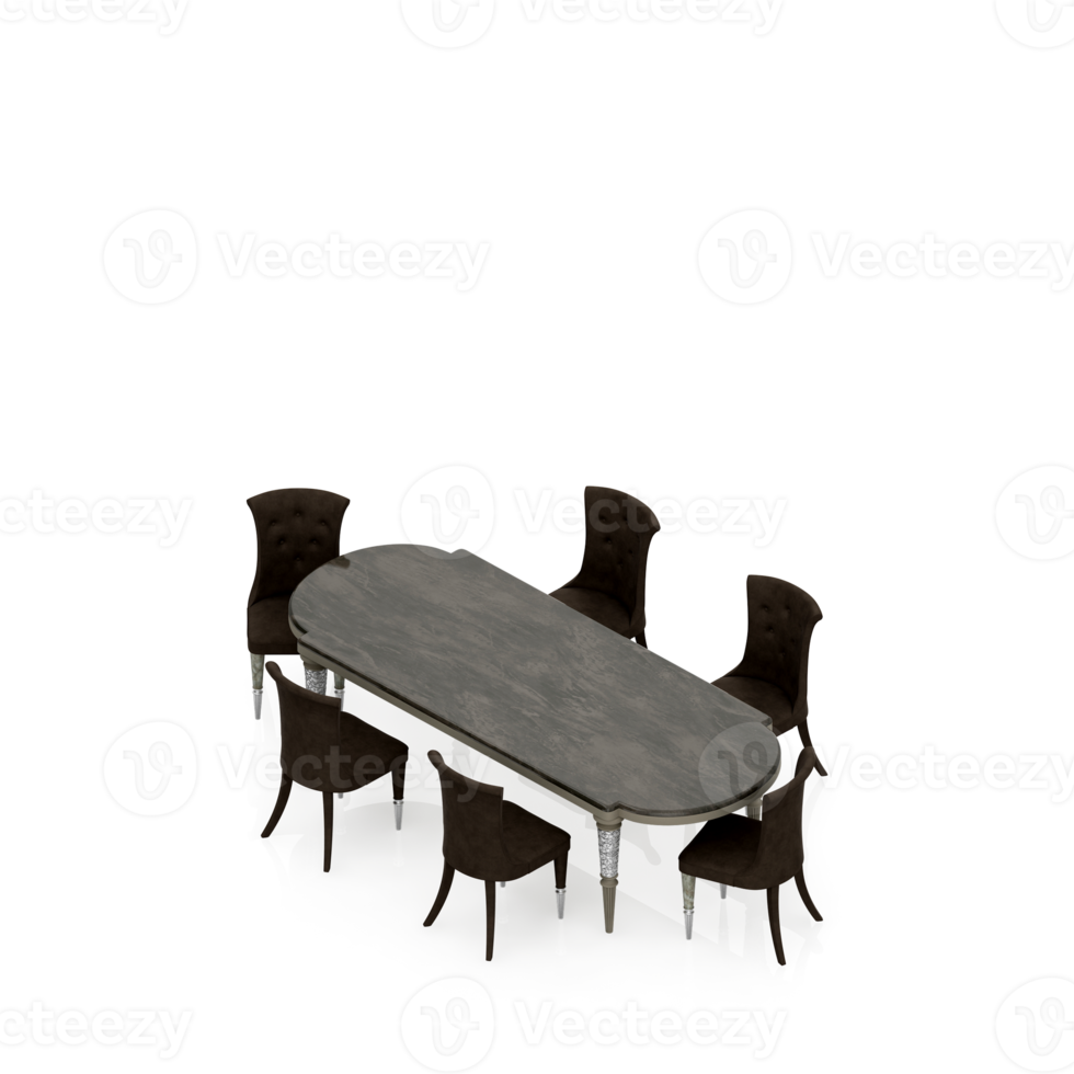 Isometric Table Set 3D render png