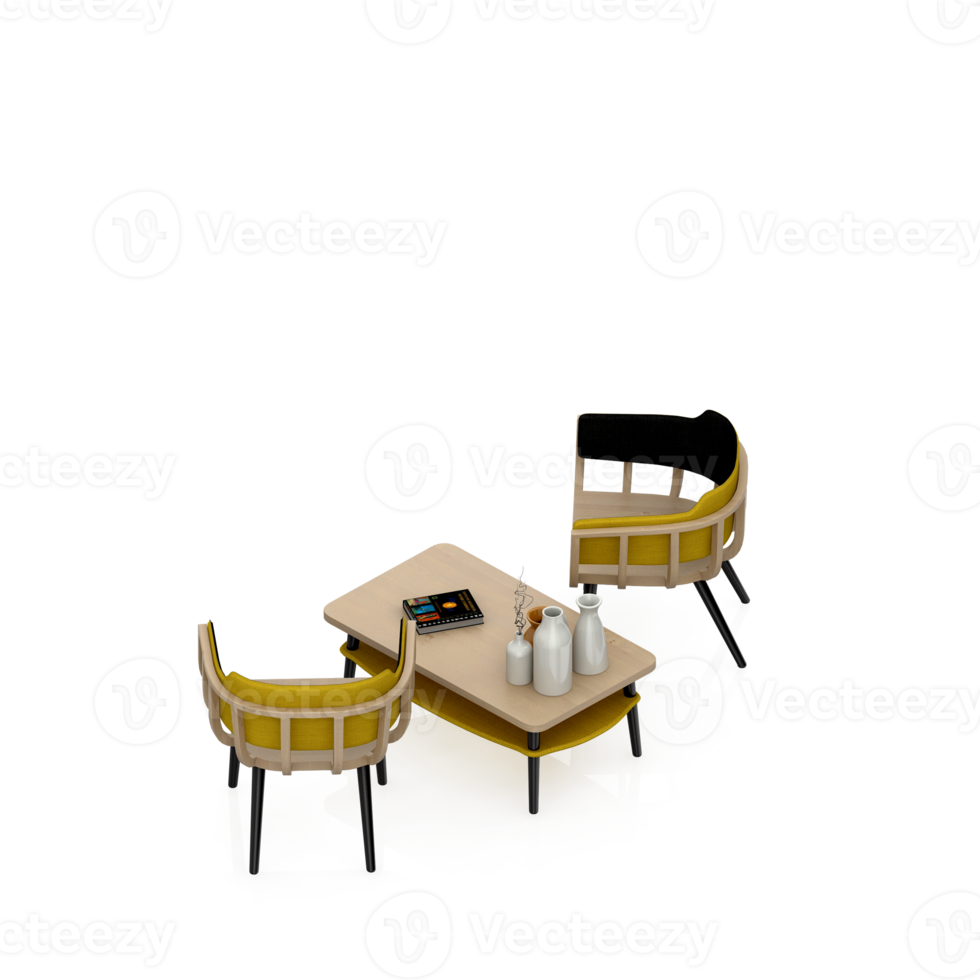 Isometric Table Set 3D render png
