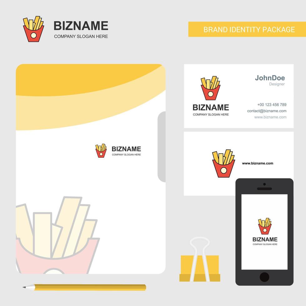 Fries Business Logo File Cover tarjeta de visita y diseño de aplicaciones móviles ilustración vectorial vector