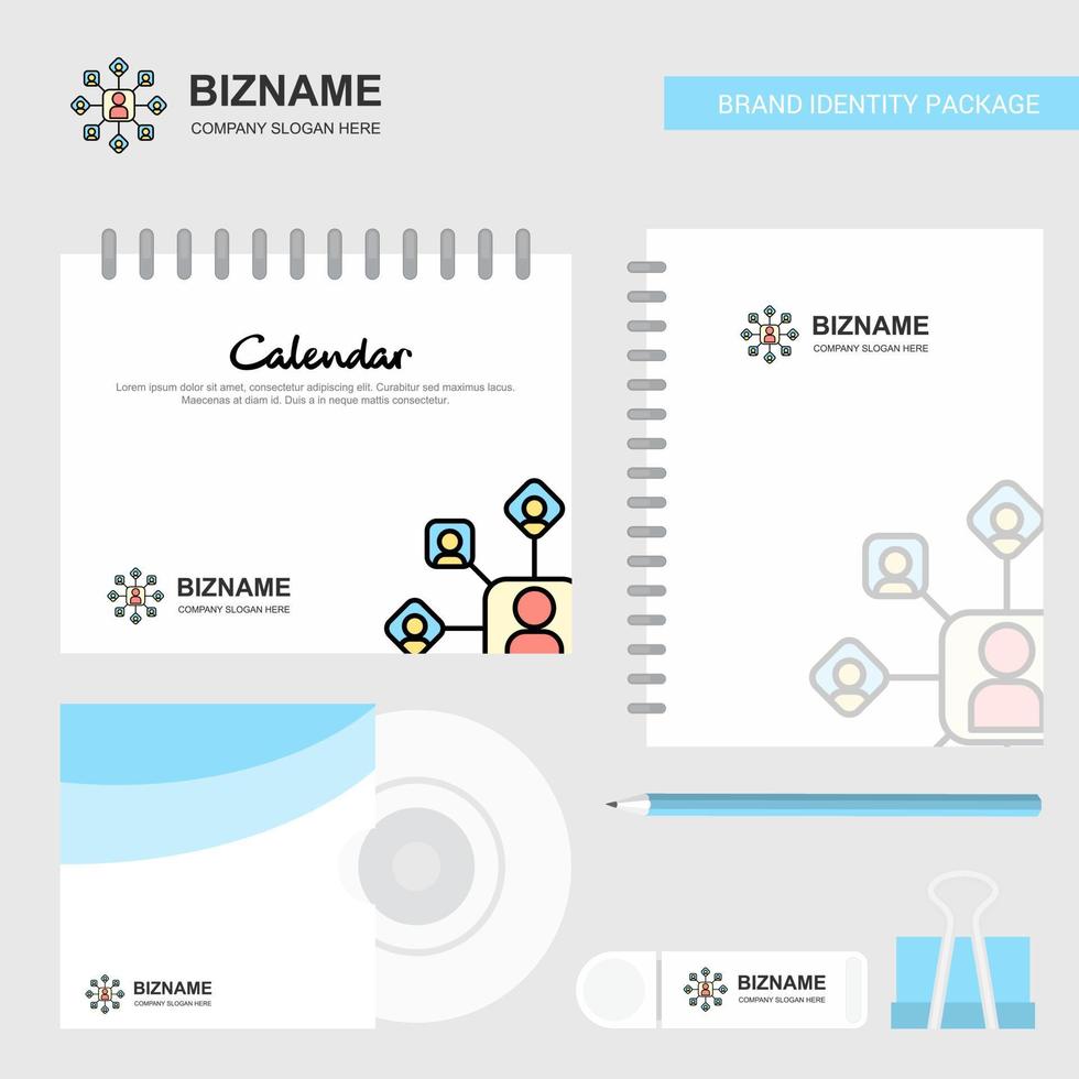 Network Logo Calendar Template CD Cover Diary and USB Brand Stationary Package Design Vector Template