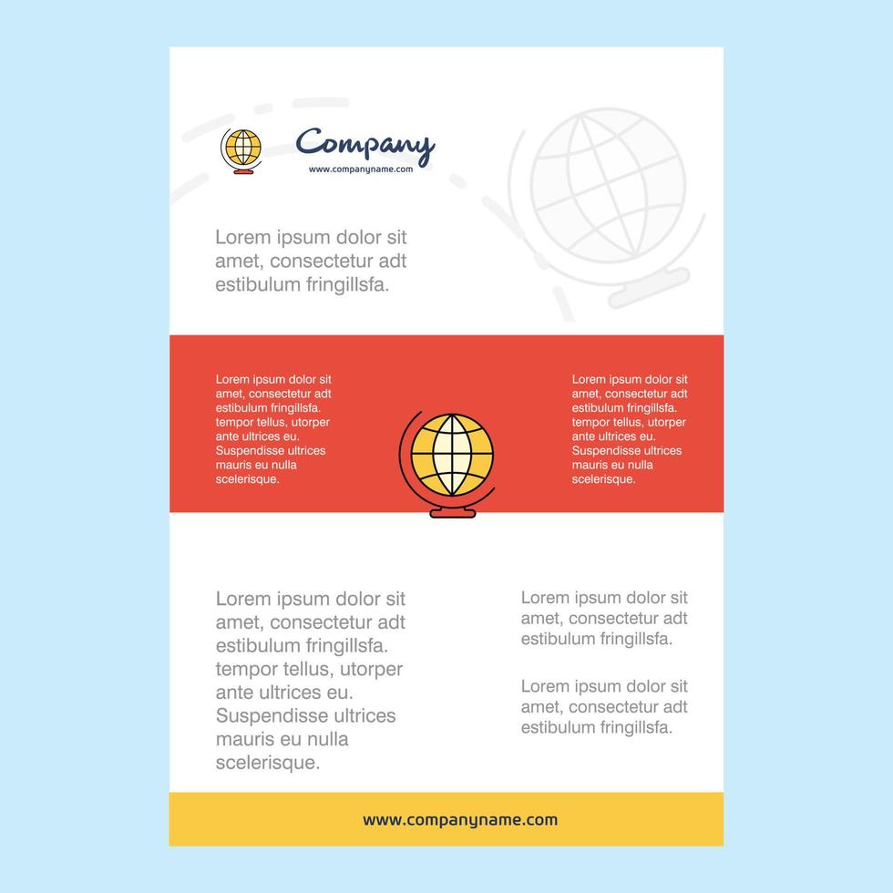 Template layout for World globe comany profile annual report presentations leaflet Brochure Vector Background