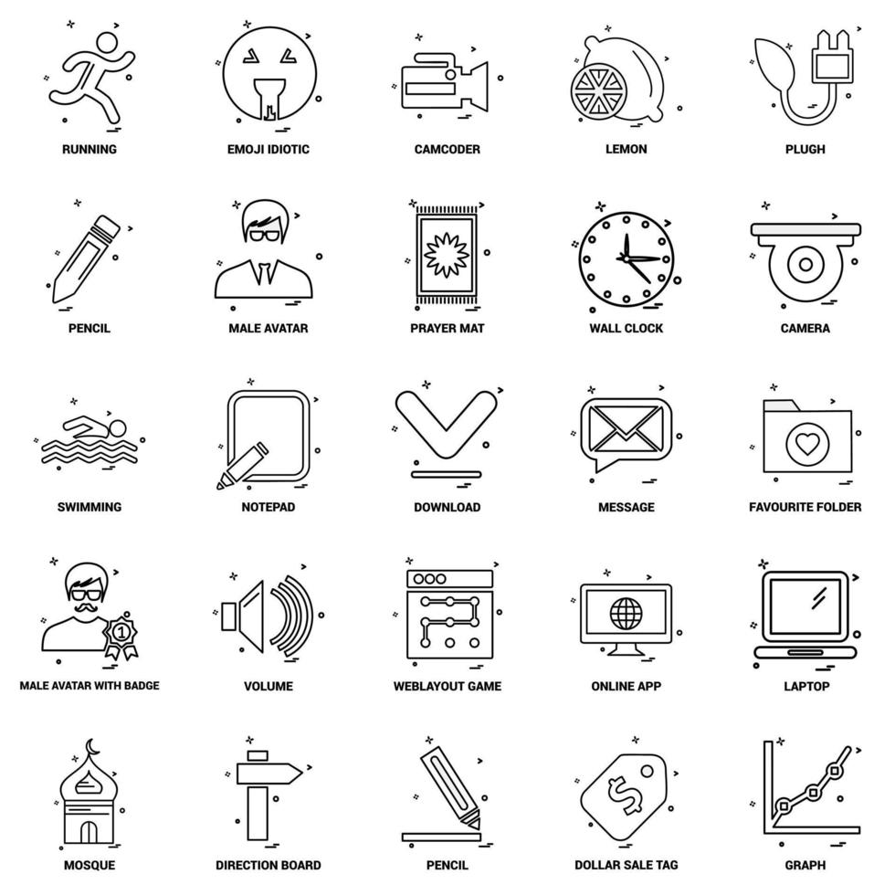 25 Business Concept Mix Line Icon set vector