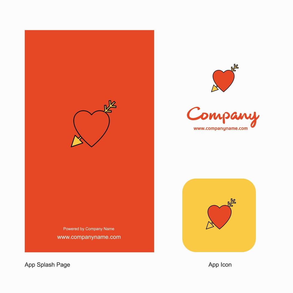 icono de la aplicación del logotipo de la empresa del corazón y diseño de la página de bienvenida elementos de diseño de la aplicación empresarial creativa vector