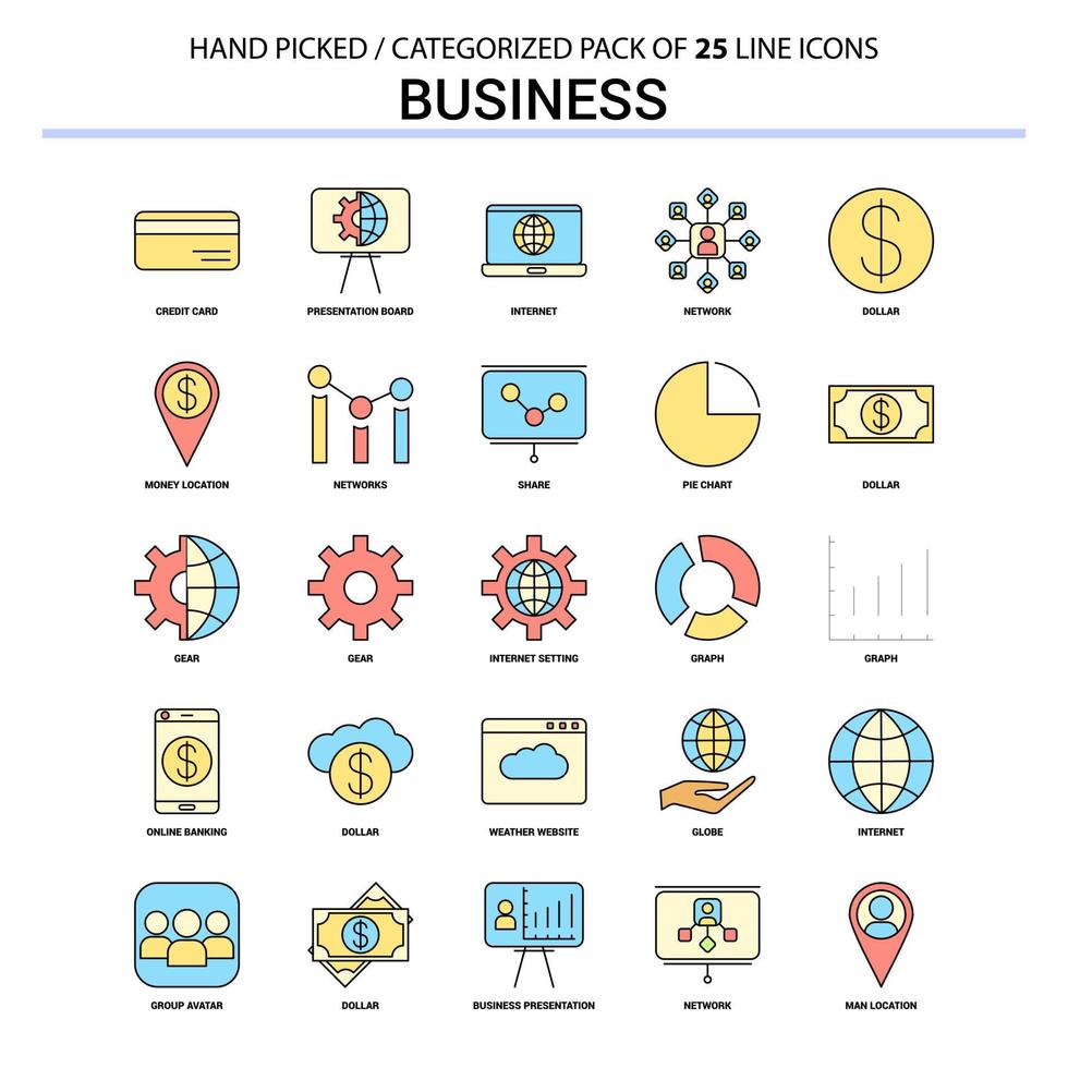 Business Flat Line Icon Set Business Concept Icons Design vector