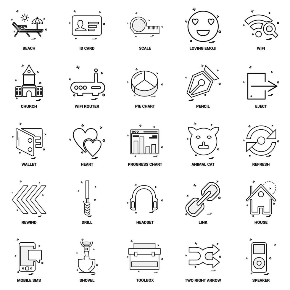25 Business Concept Mix Line Icon set vector