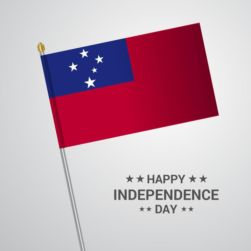 diseño tipográfico del día de la independencia de samoa con vector de bandera