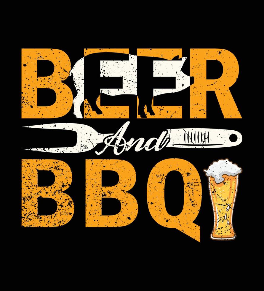 diseño de camiseta de cerveza abd bbq. vector