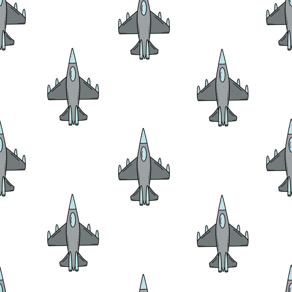 avión de combate militar, icono de fideos vectoriales. ilustración vectorial de patrones sin fisuras del equipo de aviación de guerra. vector
