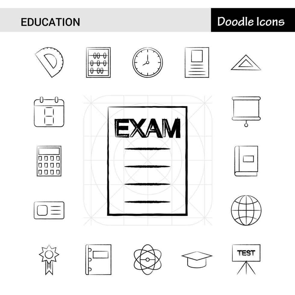 Set of 17 Education handdrawn icon set vector
