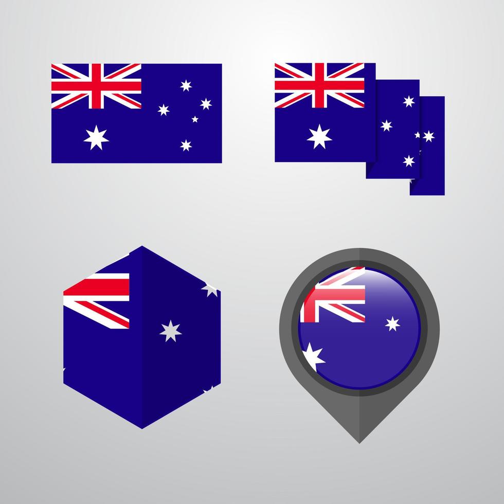 Australia flag design set vector