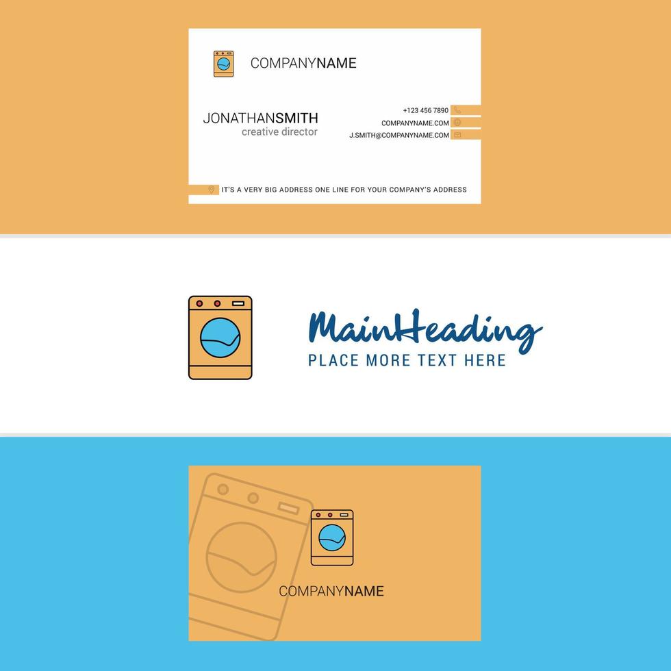 Beautiful Washing machine Logo and business card vertical Design Vector