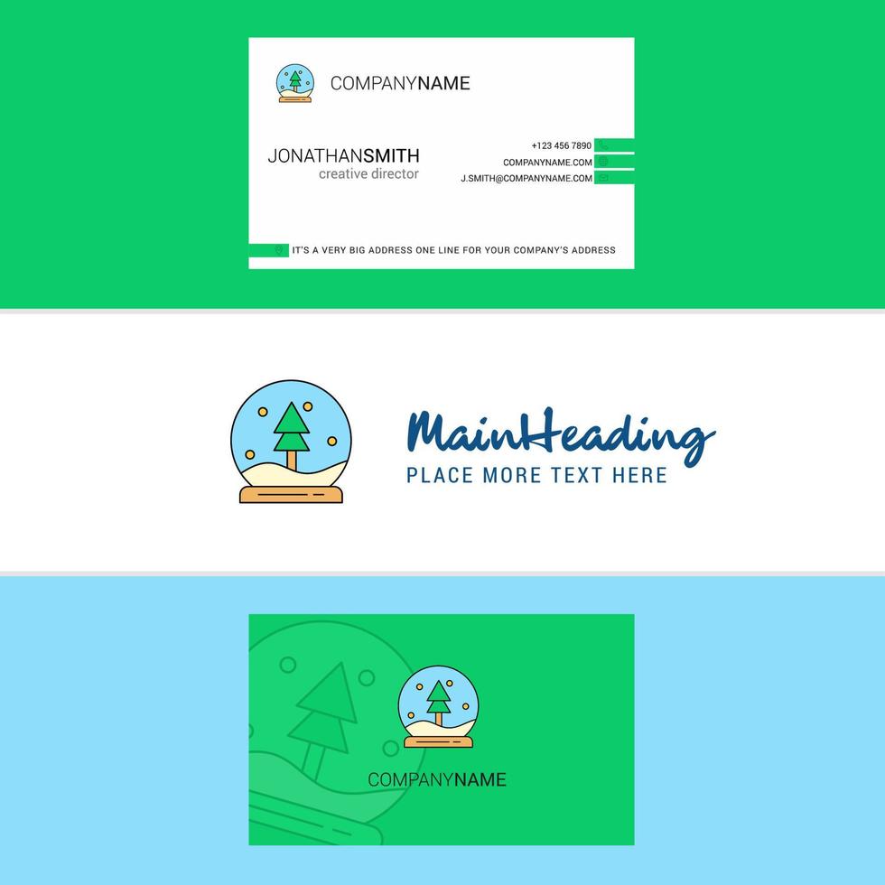 Beautiful Christmas globe Logo and business card vertical Design Vector