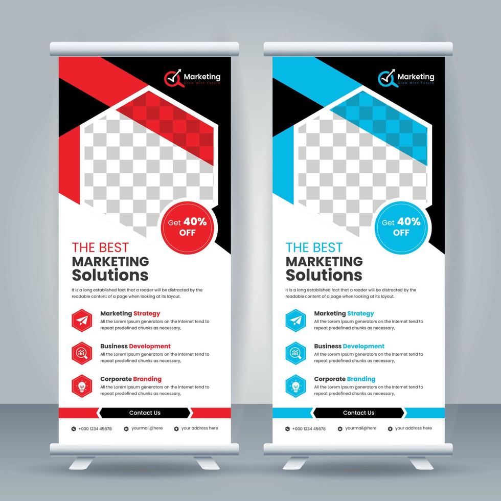 Unique Roll-Up presentation Banner Layout Design Template, Exhibition Banner vector