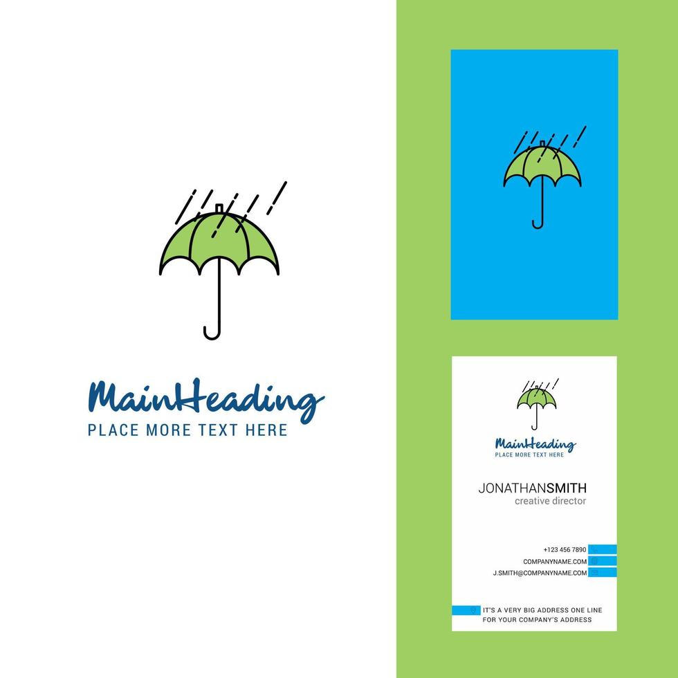 Raining and Umbrella Creative Logo and business card vertical Design Vector