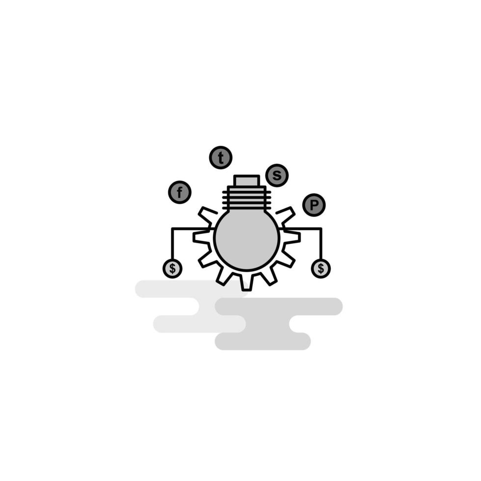 Bulb setting Web Icon Flat Line Filled Gray Icon Vector