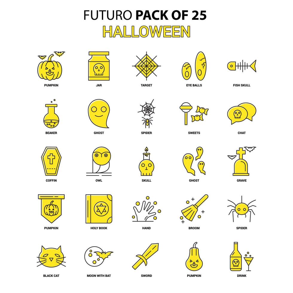 Halloween Icon Set Yellow Futuro Latest Design icon Pack vector