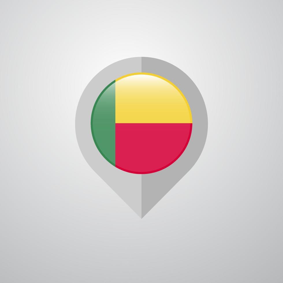 puntero de navegación de mapa con vector de diseño de bandera de benin