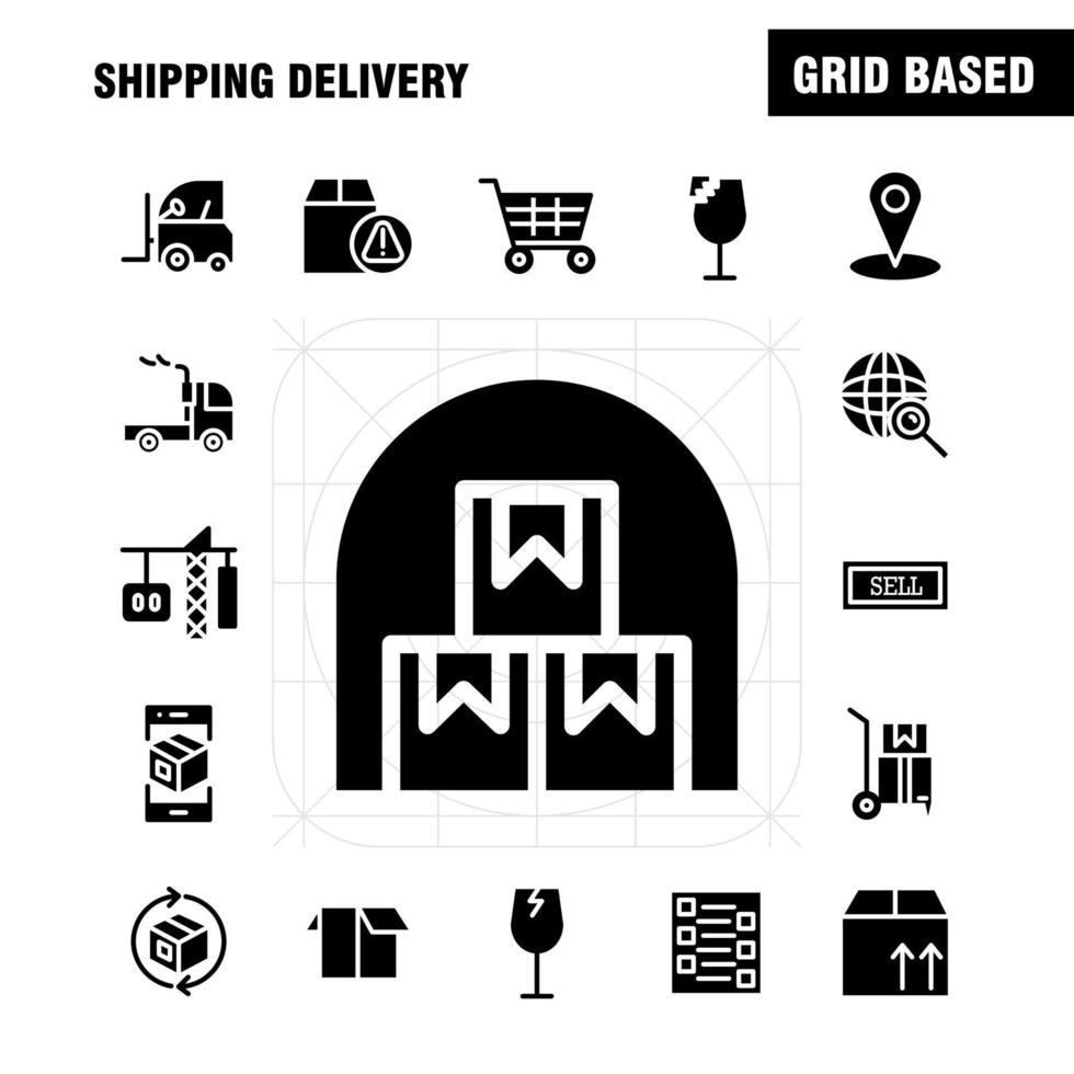 Shipping Delivery Solid Glyph Icon Pack For Designers And Developers Icons Of Globe Location Search Delivery Online Shipping Shopping Transport Vector