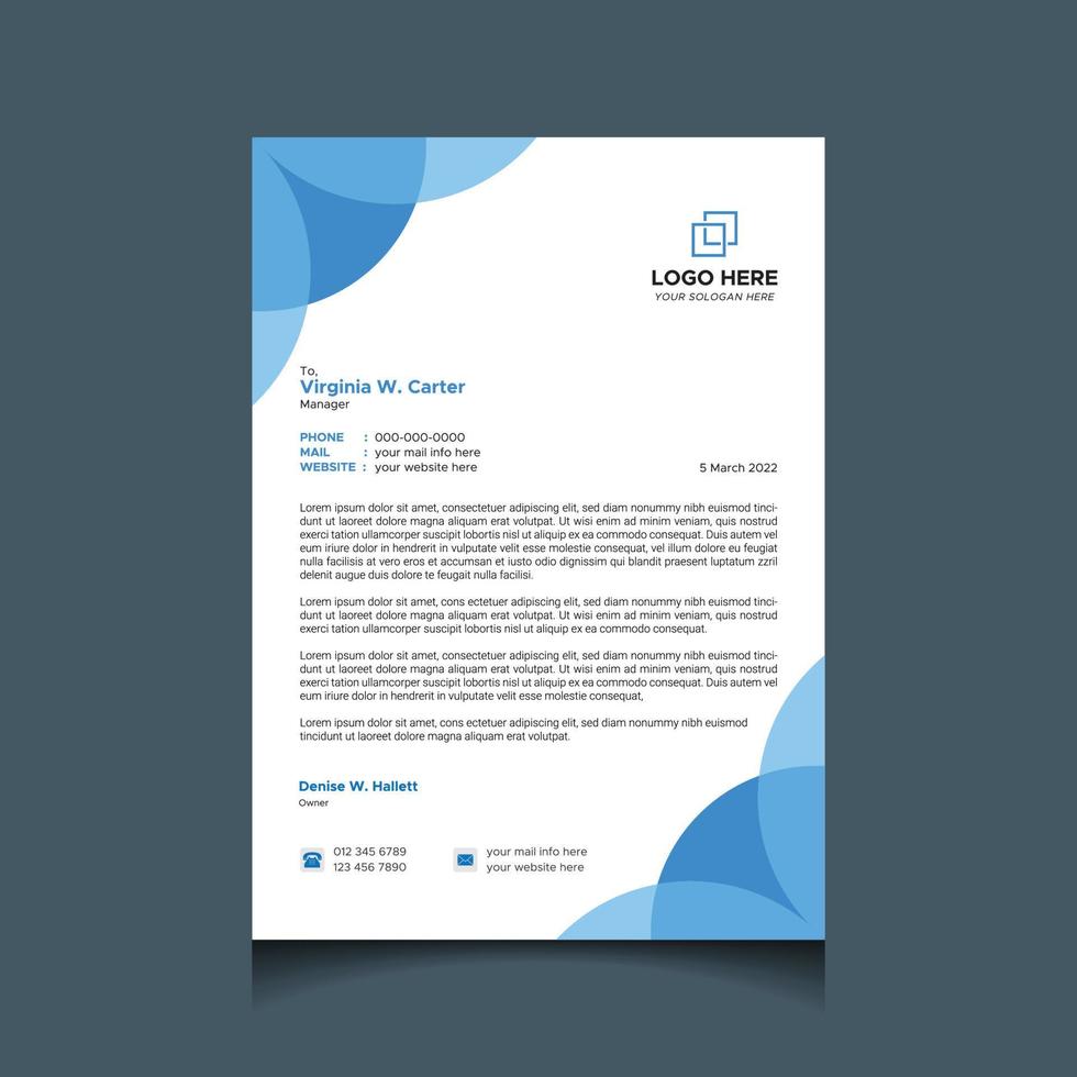 Modern Letterhead Design Vector Template