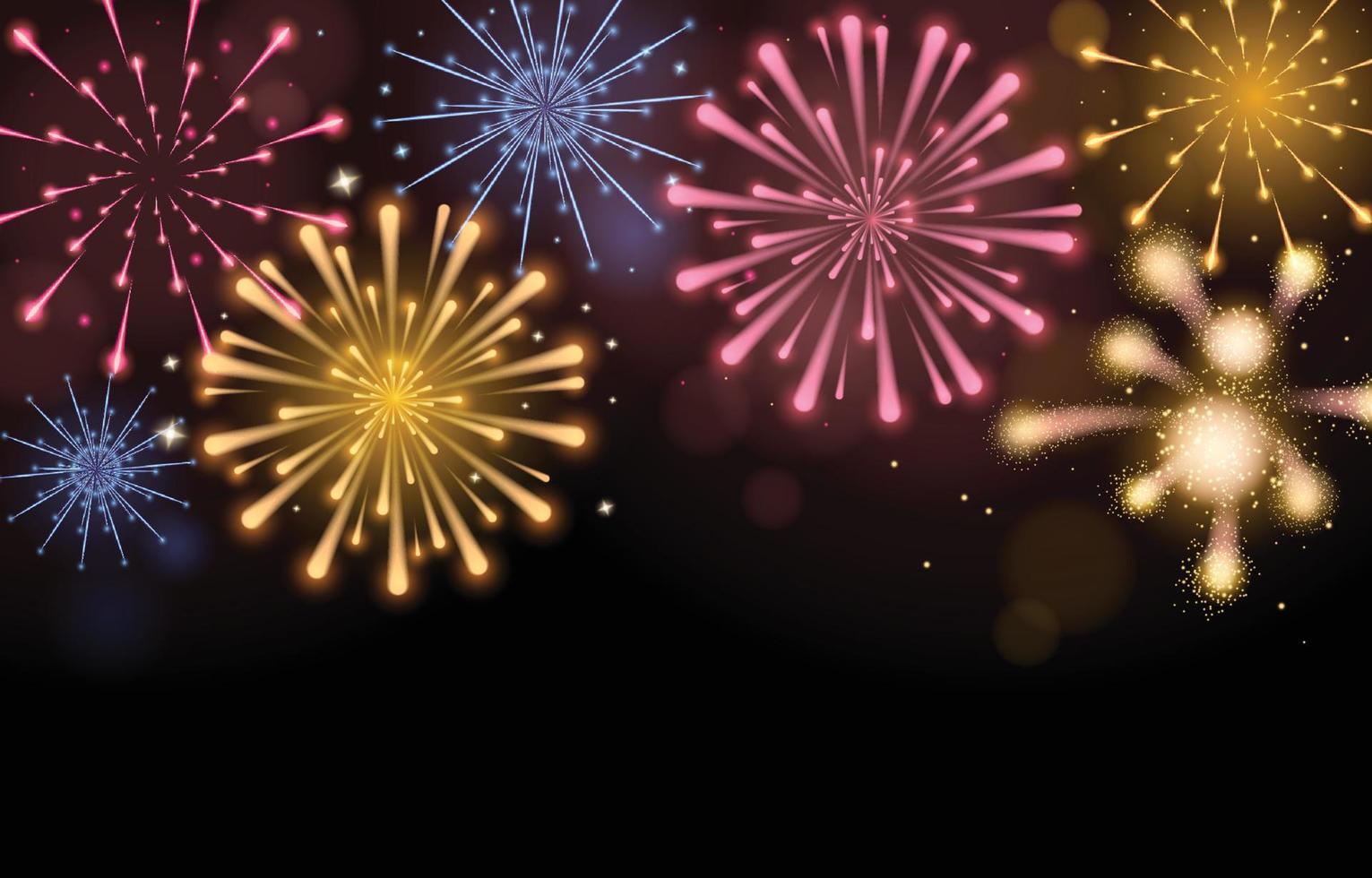Colorful Fireworks in Sky for Celebration vector