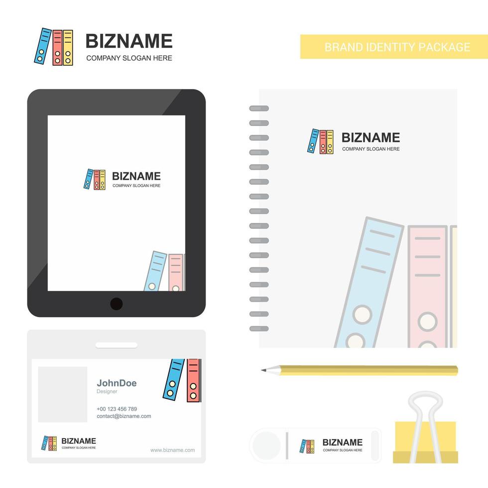 Files Business Logo Tab App Diary PVC Employee Card and USB Brand Stationary Package Design Vector Template