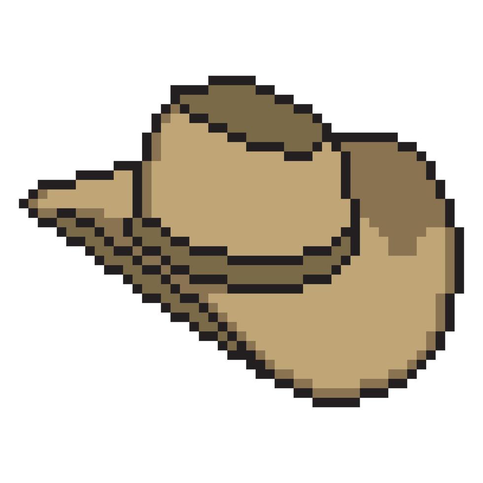 Cowboy hat pixel art on white background vector