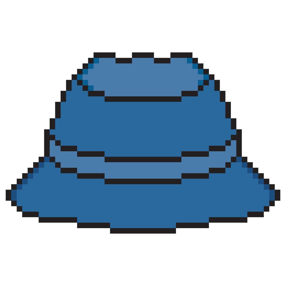 Bucket hat pixel art on white background vector