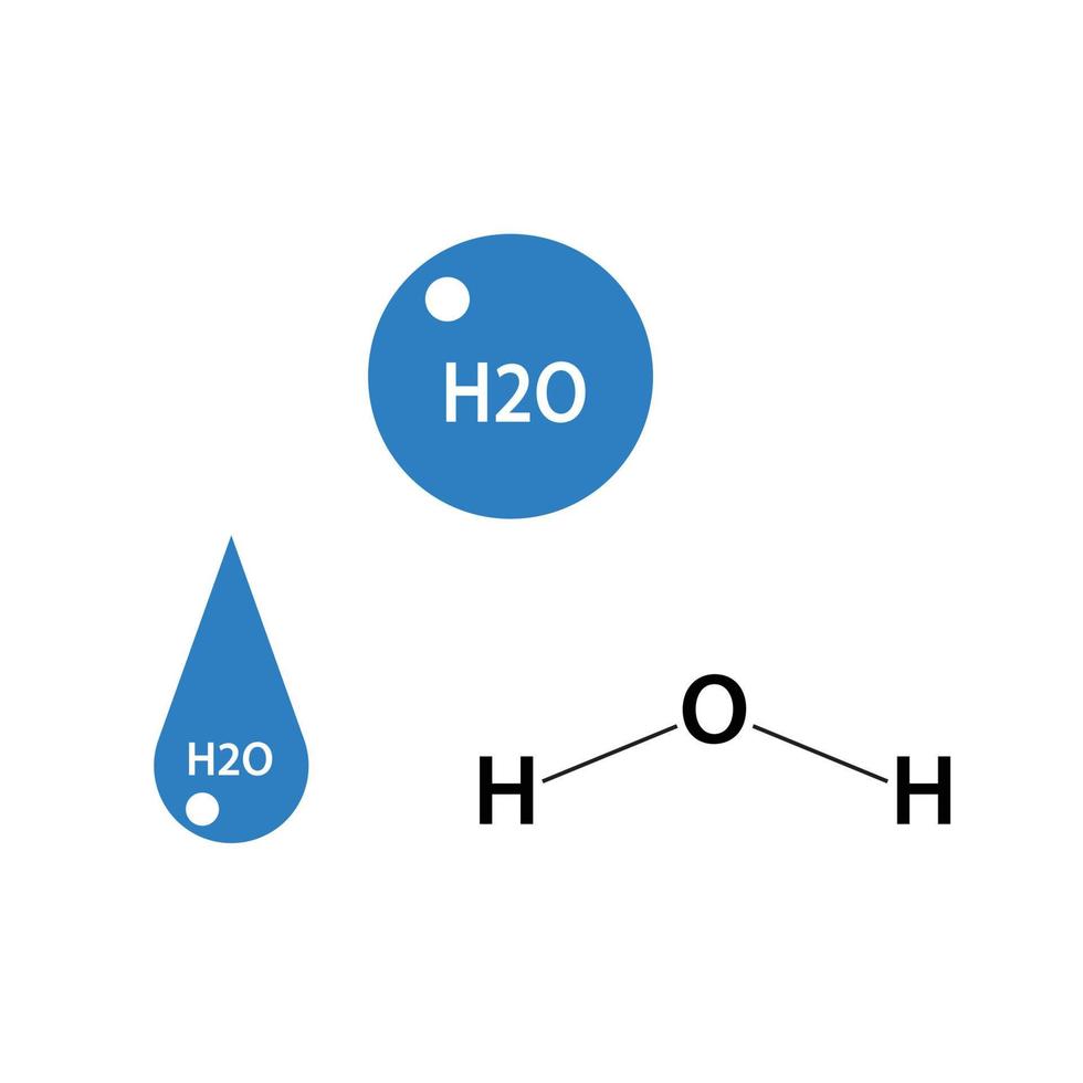 water h2o chemical compound icon sign symbol on white vector