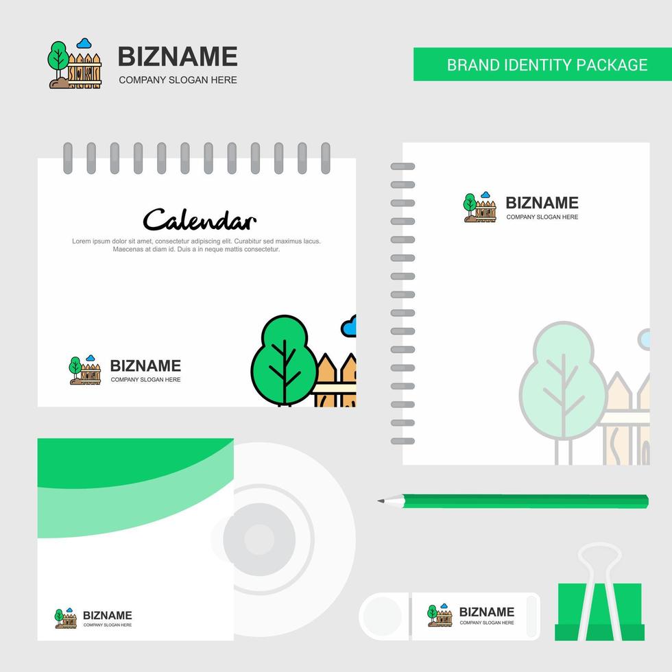 Garden Logo Calendar Template CD Cover Diary and USB Brand Stationary Package Design Vector Template