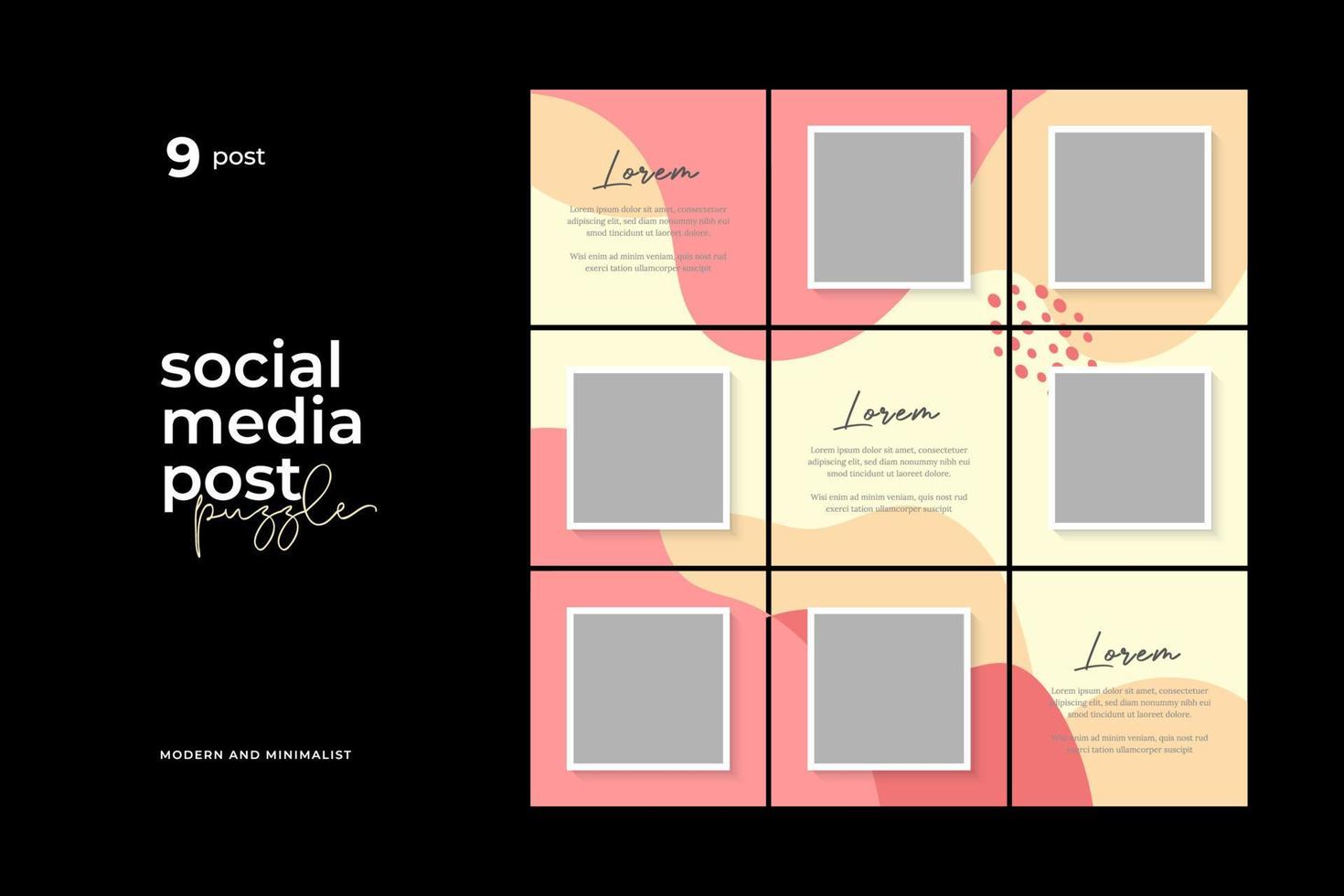 Social media post puzzle template vector