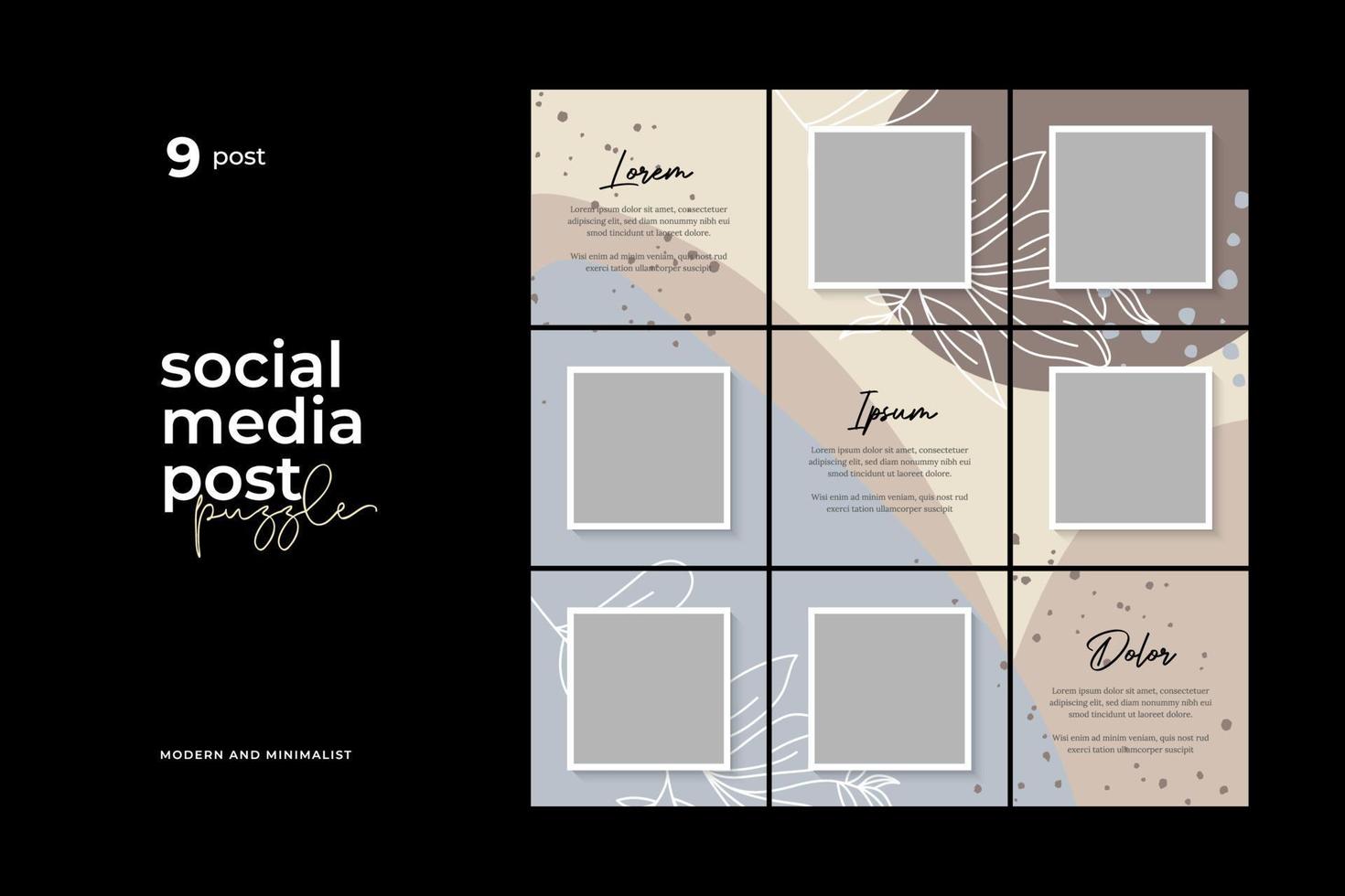 Social media post puzzle template vector