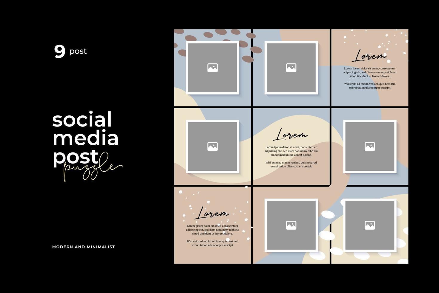 Social media post puzzle template vector