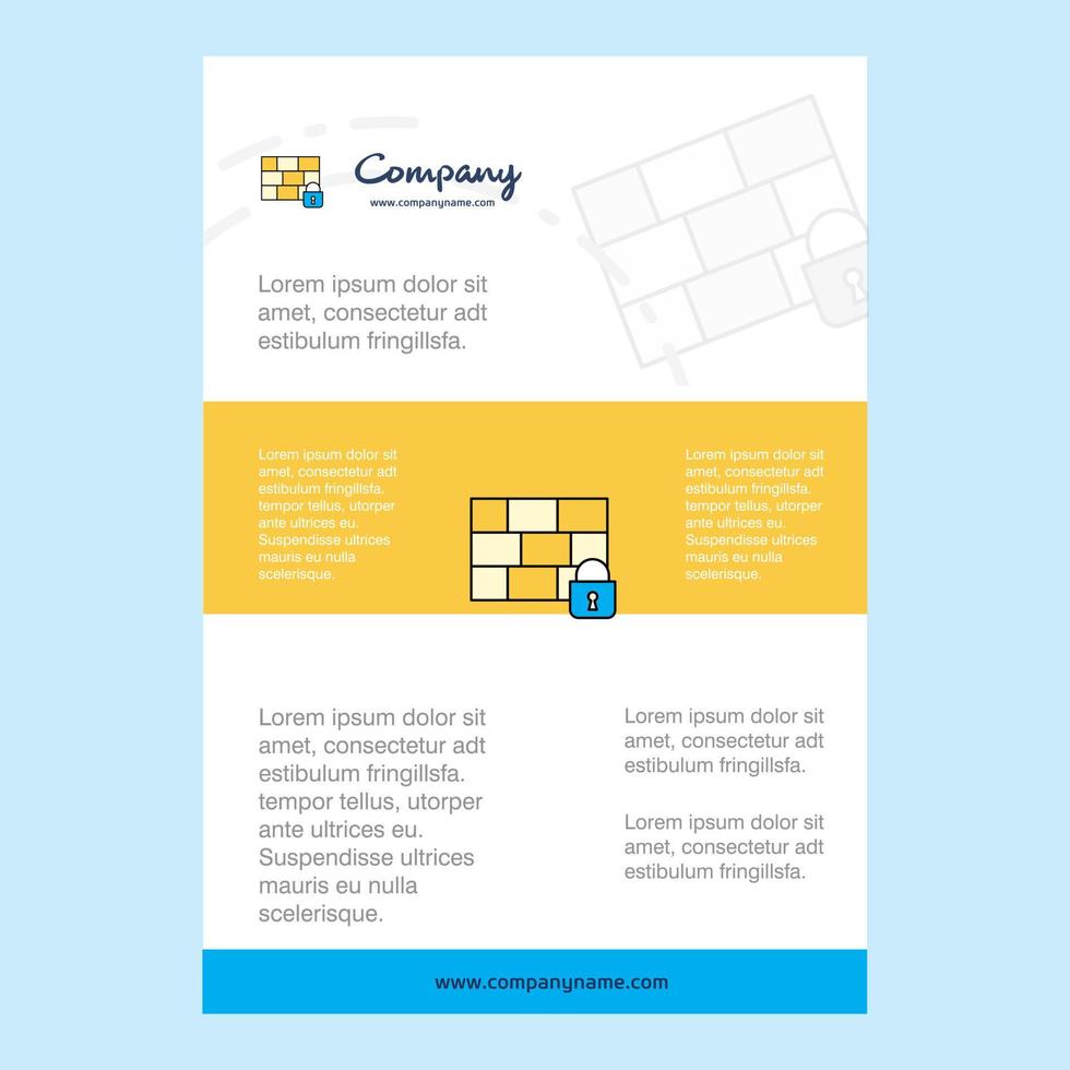 Template layout for Firewall protected comany profile annual report presentations leaflet Brochure Vector Background