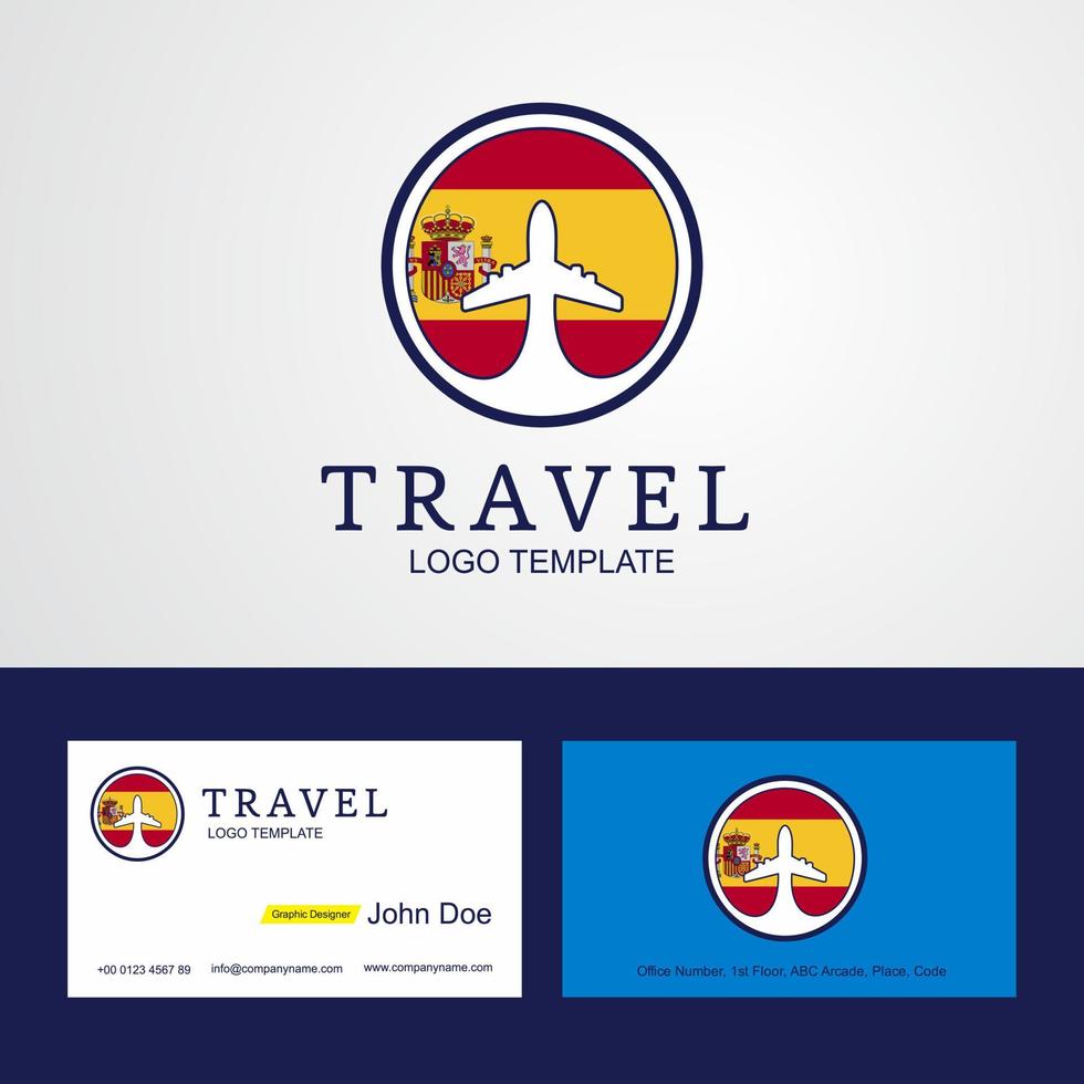 Travel Spain Creative Circle flag Logo and Business card design vector