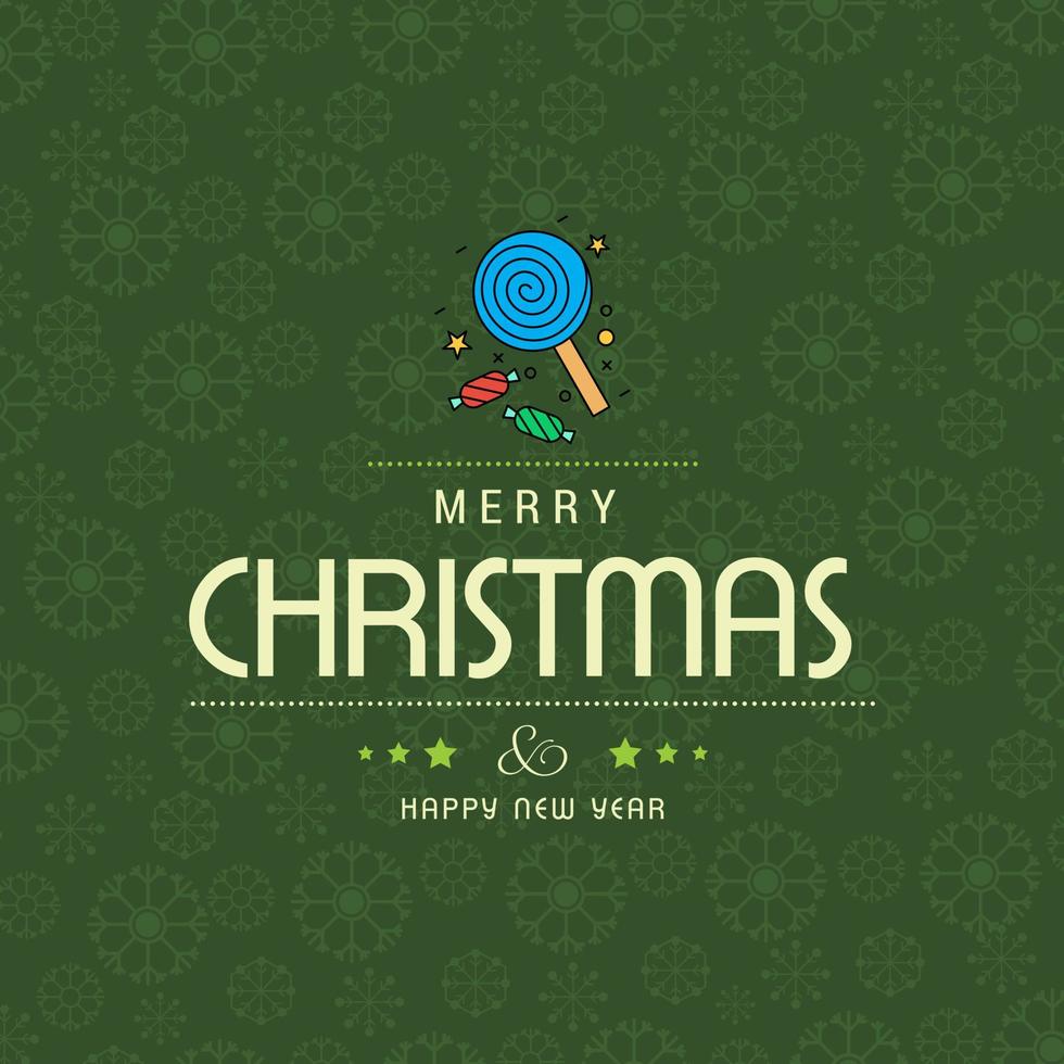 Christmas greetings card with typography and green background vector