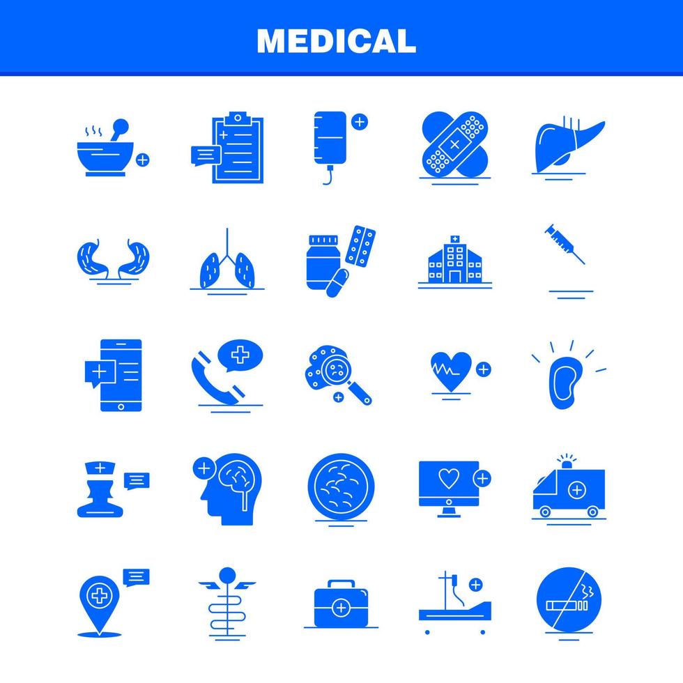 Medical Solid Glyph Icons Set For Infographics Mobile UXUI Kit And Print Design Include Clipboard Time Board Clock Tablet Medical Medicine Capsule Collection Modern Infographic Logo and P vector