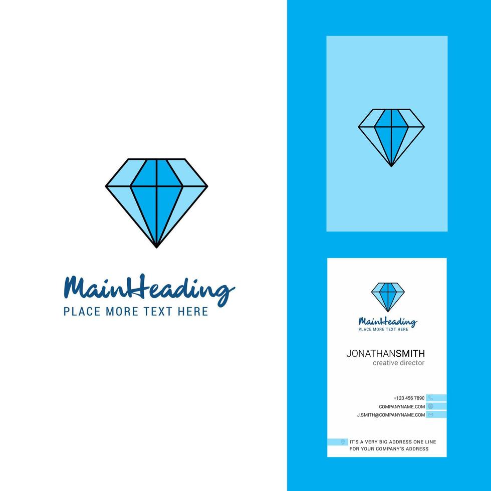 logotipo creativo de diamante y vector de diseño vertical de tarjeta de visita