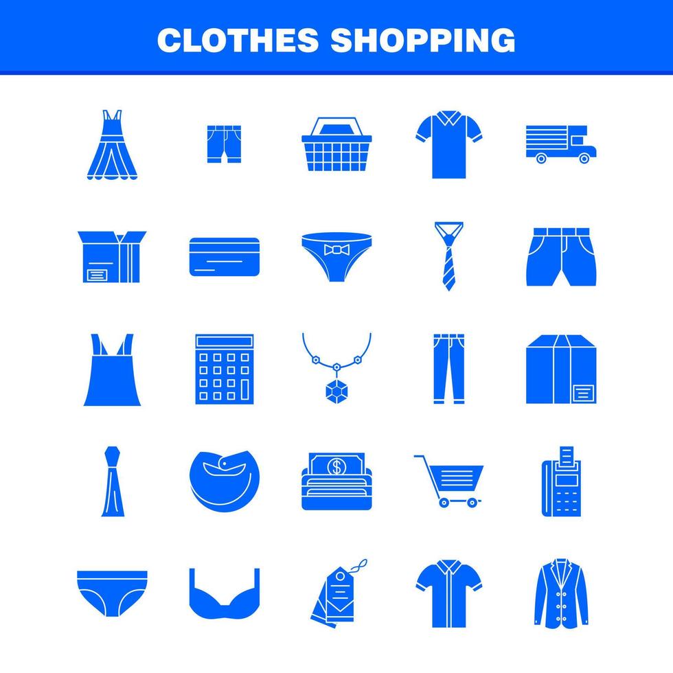 Clothes Shopping Solid Glyph Icons Set For Infographics Mobile UXUI Kit And Print Design Include Belt Cloths Holding Belt Leather Belt Credit Card Eps 10 Vector