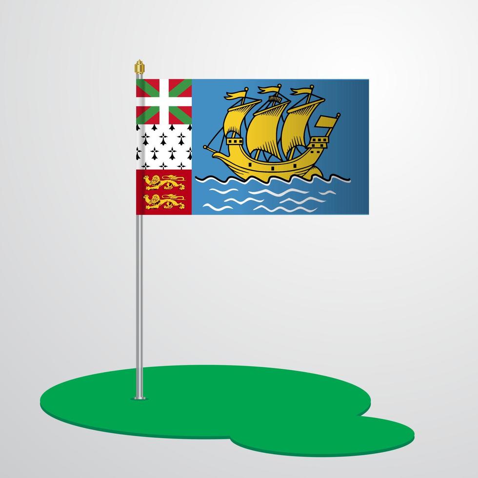 Saint Pierre and Miquelon Flag Pole vector