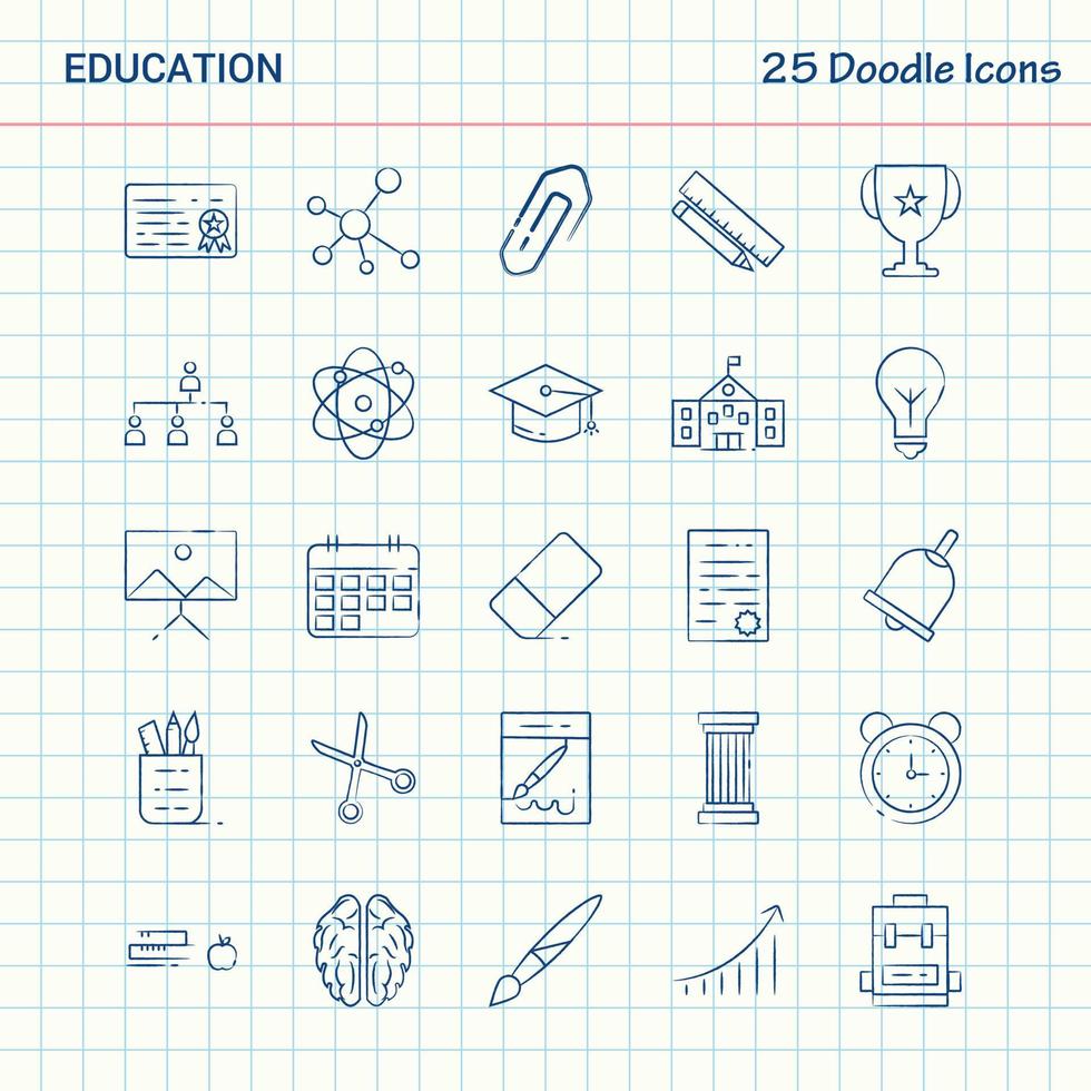 Education 25 Doodle Icons Hand Drawn Business Icon set vector