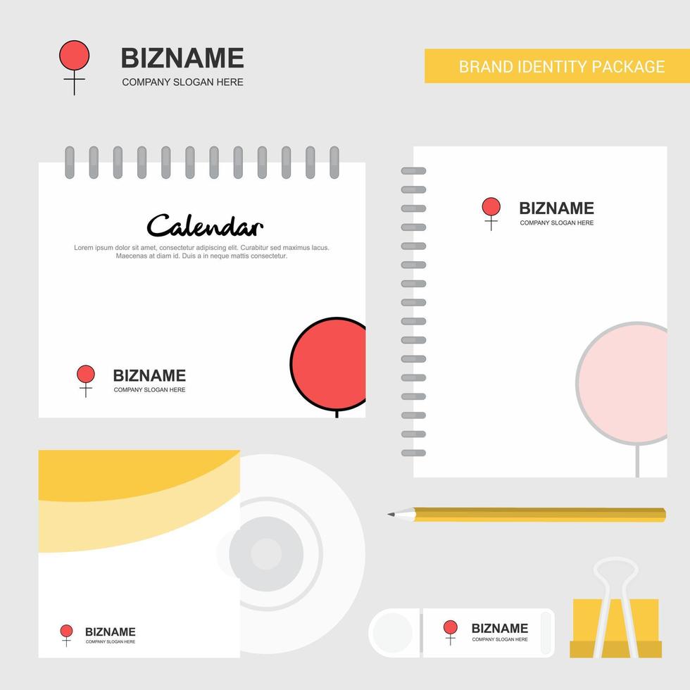 Female Logo Calendar Template CD Cover Diary and USB Brand Stationary Package Design Vector Template