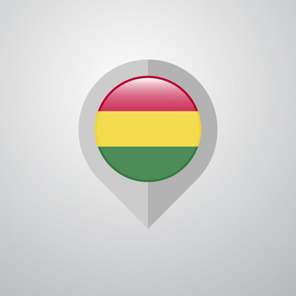 puntero de navegación de mapa con vector de diseño de bandera de bolivia