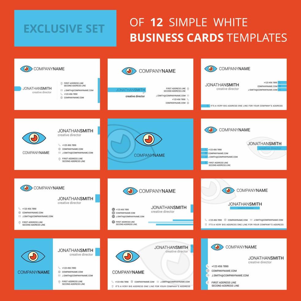 Set of 12 Eye Creative Busienss Card Template Editable Creative logo and Visiting card background vector