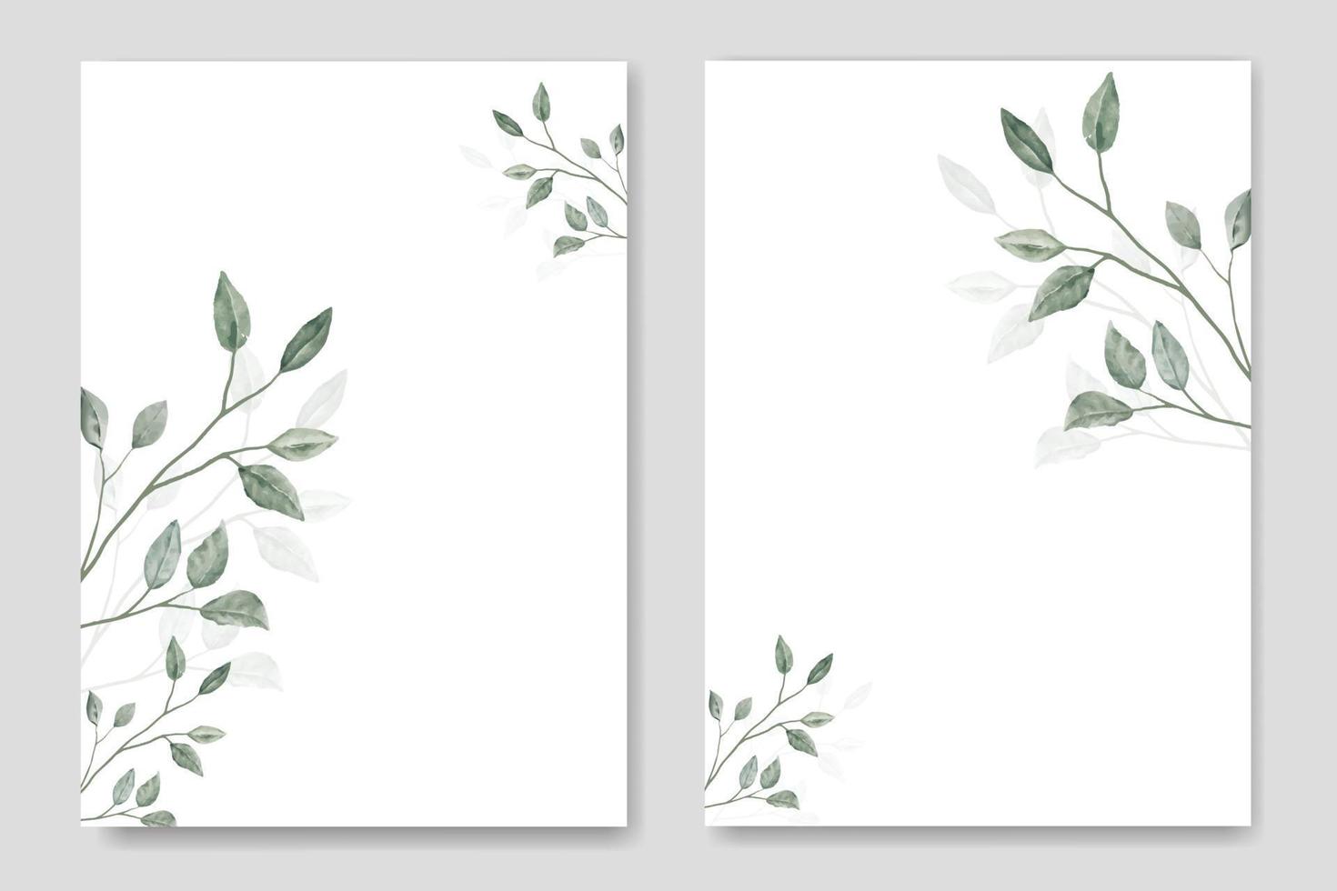 Wedding Invitation Card with Leaves Watercolor vector