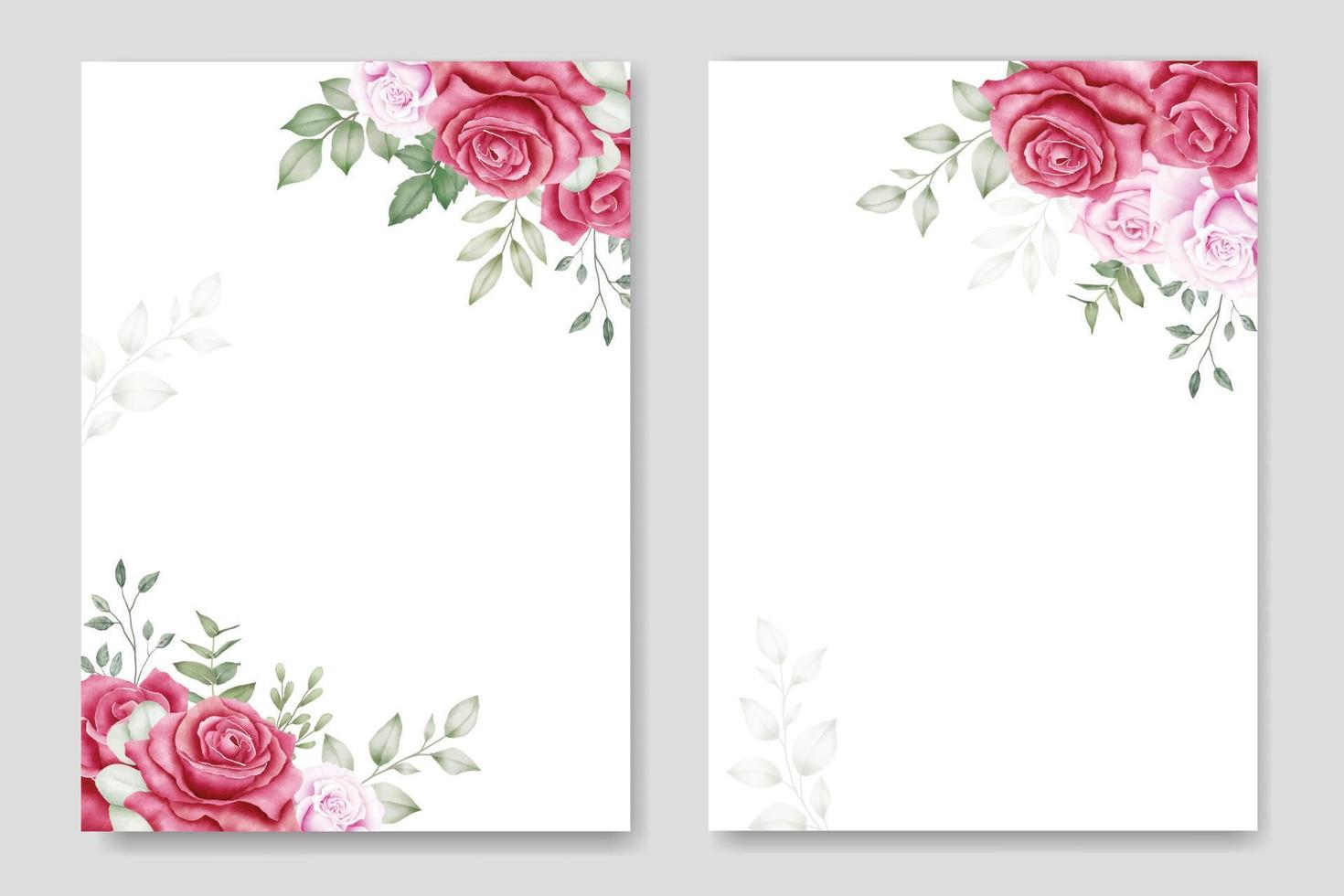 Wedding Invitation Card with Floral Roses Watercolor vector